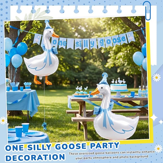 Soulchen 6 Pcs One Silly Goose Balloons Set 33" Giant White Goose Foil Balloons - Image 5