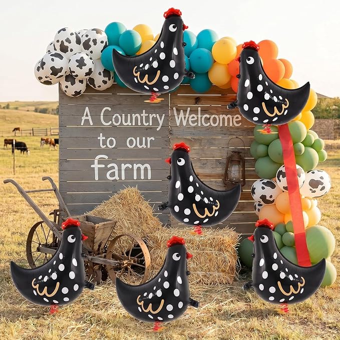 6 Pcs Walking Chicken Balloons, 20 Inch Chickens Foil Balloons - Image 6