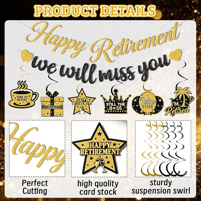 Retirement Party Decorations, Pre-Strung Happy Retirement Banner, Men Women - Image 4