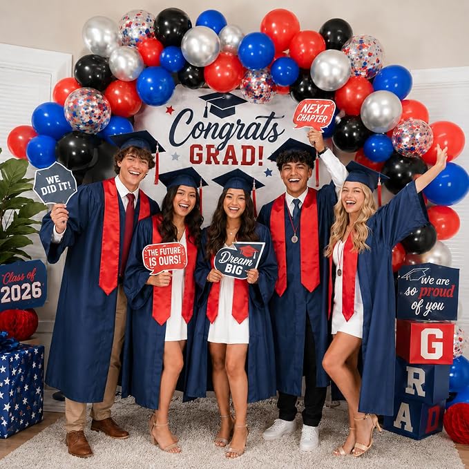 Red Blue Silver Balloons - Image 7