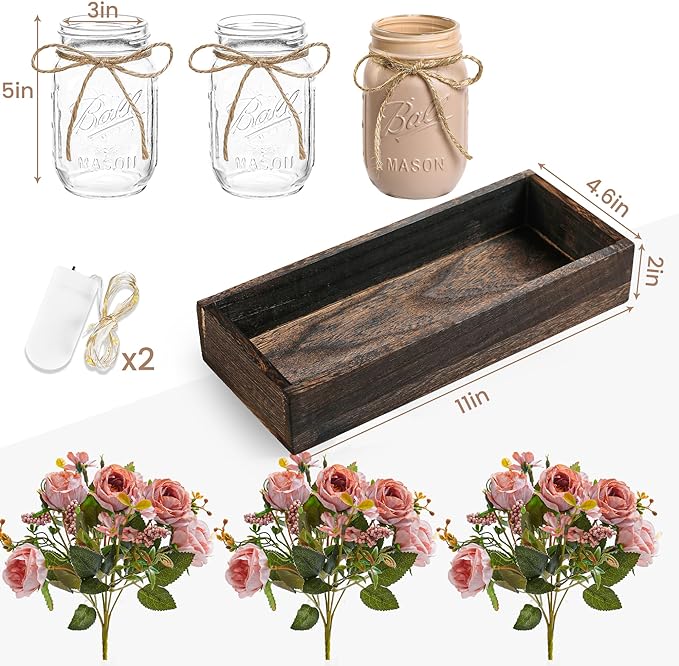 3 Pcs Mason Jar Centerpiece Table Decorations - Image 7