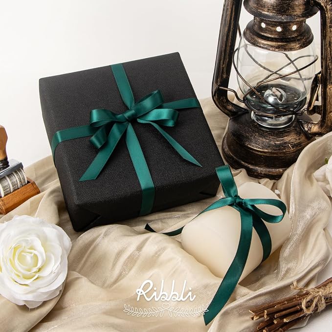 Ribbli Hunter Green Satin Ribbon Double Faced Satin 1/2 inch x Continuous 50 - Image 3