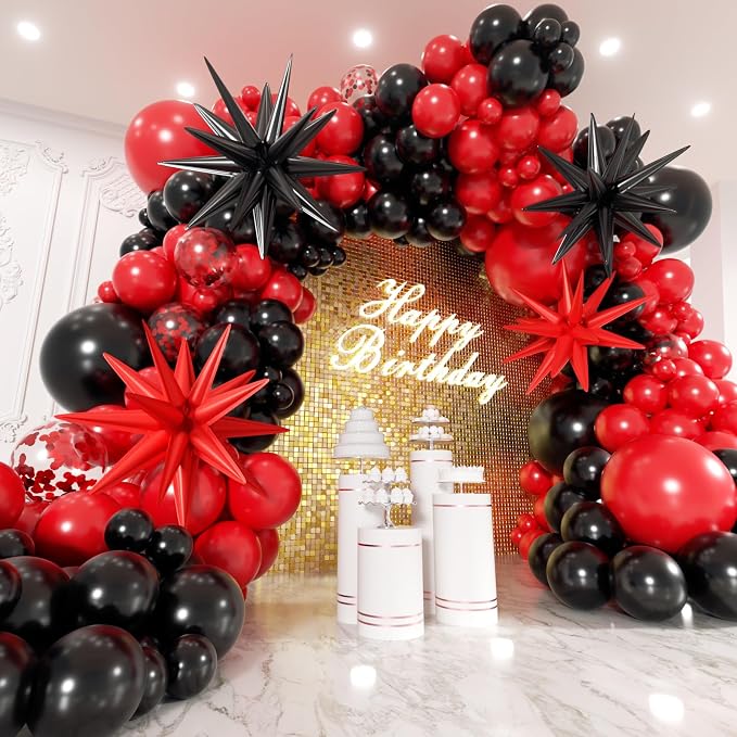Red and Black Balloons Garland Arch Kit by Unknown