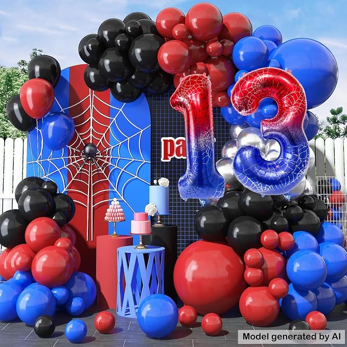 40 Inch Spider Theme Number Foil Balloons, Large Number 13 Balloons - Image 6