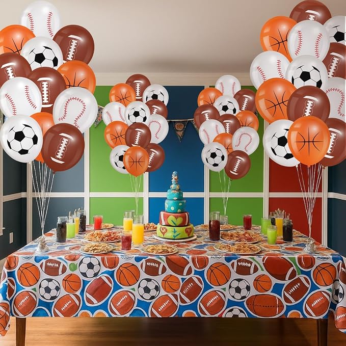 Censen 45 Pieces Sports Balloons 12 Inch Sports Latex Balloons Include Football - Image 7