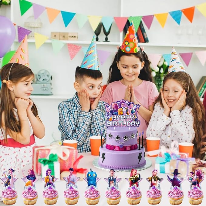 Demon Movie Hunters Birthday Cake Topper, Cute Anime Cake Decorations Include - Image 2