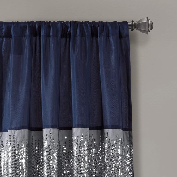 Lush Decor Night Sky Window Curtain Panel, Single 42"W x 84"L Navy & White - Image 2
