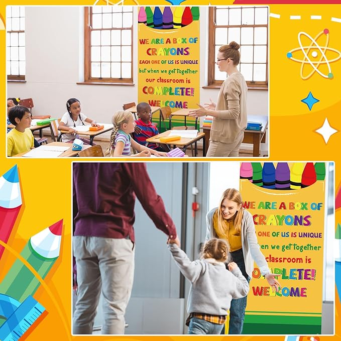 HunnmingRe Crayon Themed Classroom Decor Crayon Banner Door Cover First Day of - Image 6