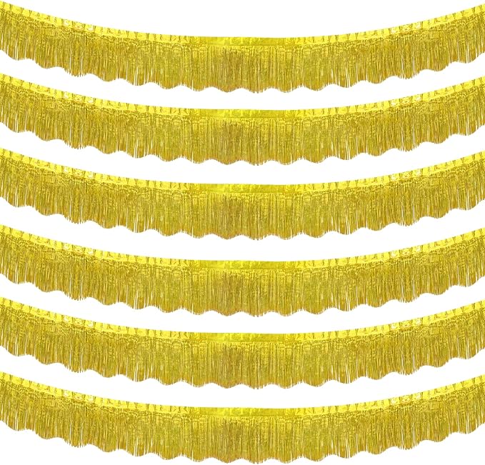 LOLStar Gold Foil Fringe Tinsel Garland, Tinsel Streamers Banner, 6 Pack | 60Ft by LOLSTAR