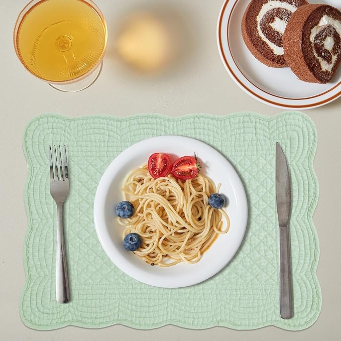 HOMBYS Quilted Placemats Set of 6 Washable-13x18 inches Rectangular Placemats - Image 4