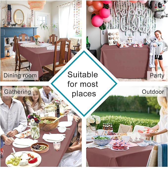 Hiasan Dusty Rose Square Tablecloth - Waterproof and Spillproof Restaurant Washable Polyester Table Cloth for Dining Room, 54 x 54 Inch