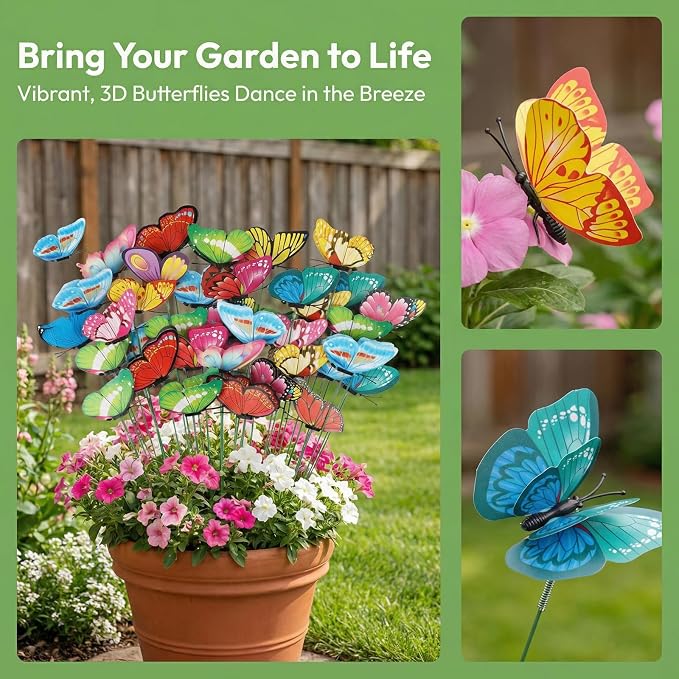 30PCS Butterfly Decorations Outdoor Butterfly Garden Picks - Image 7