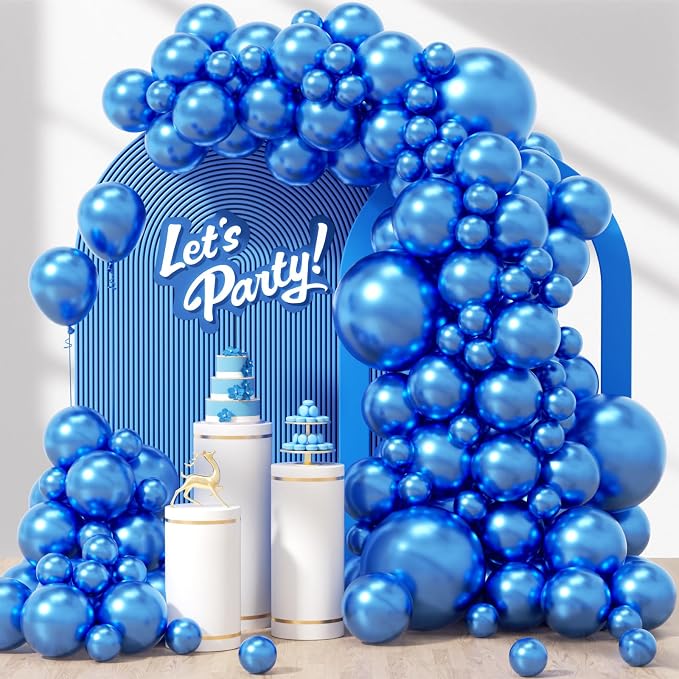 Awenztech 122pcs Metallic Blue Latex Balloons in 18 12 10 5 inches | Graduation by Awenztech