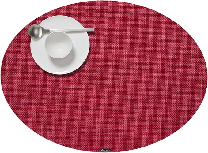 Chilewich Mini Basketweave Placemats, Woven Oval Placemats Set of 4 | Reusable by Chilewich