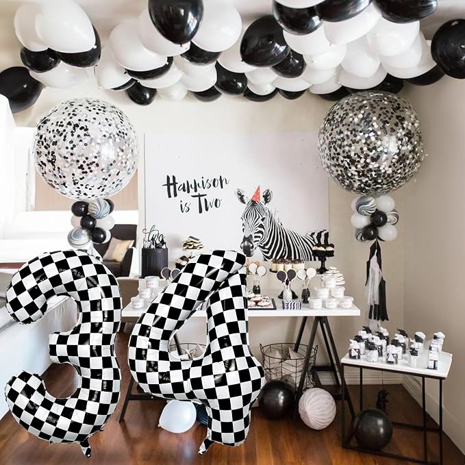 40 Inch 2nd Birthday Number Balloon, Checkered Foil Self Inflating 2 Balloons - Image 6