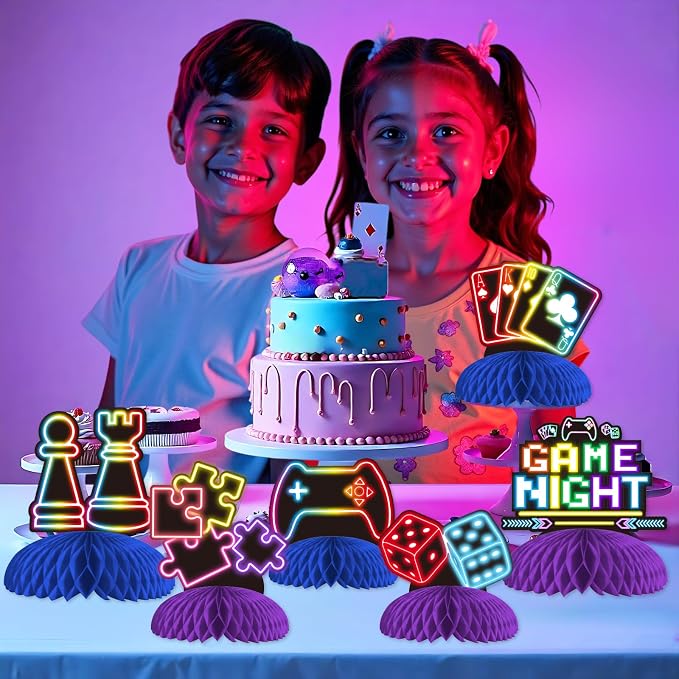 Game Night Party Decorations Adults 8Pcs Neon Game Night Centerpieces Gaming On - Image 4