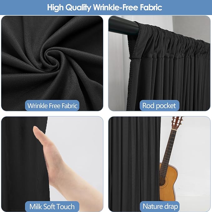 10x10ft Wrinkle Free Black Backdrop Curtain - Image 4
