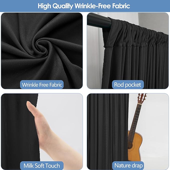 30x10ft Wrinkle Free Black Backdrop Curtain - Image 4