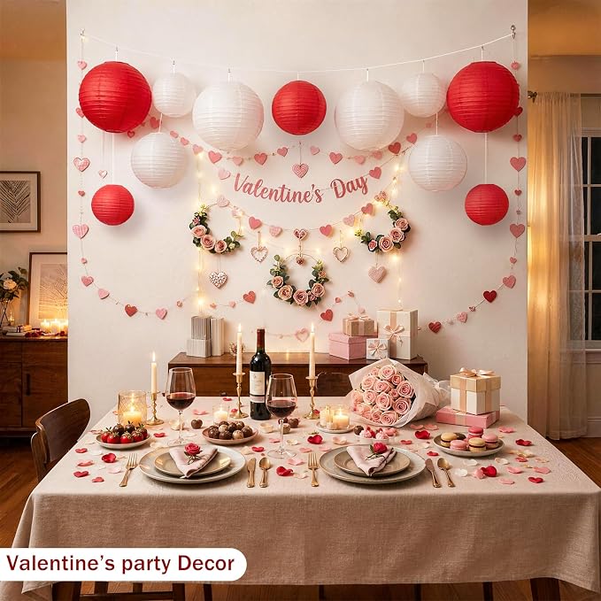 Red and White Paper Lanterns, classrooms, stores and holiday hanging decor - Image 7