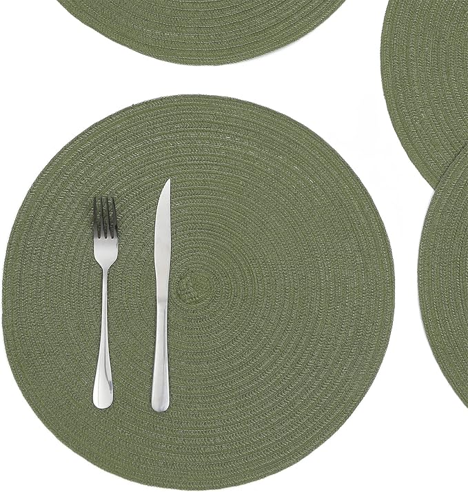 SHACOS Round Placemats Set of 12 Washable 15 inch Round Table Mats Cotton - Image 7