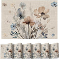 Artoid Mode Brown Poppy Floral Vinyl Spring Placemats Set of 6, Wipeable by ArtoidMode