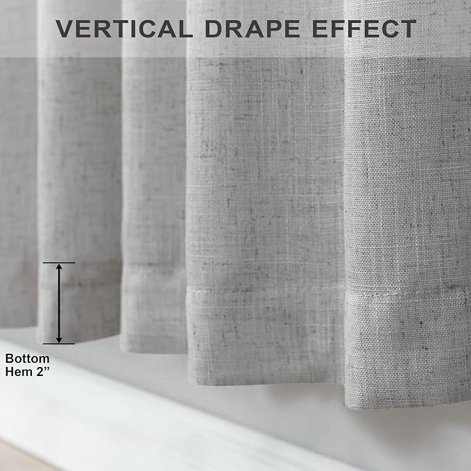 Long Grey Curtains 108 Inches for Living Room Set of 2 Panels Rod Pocket Back - Image 5