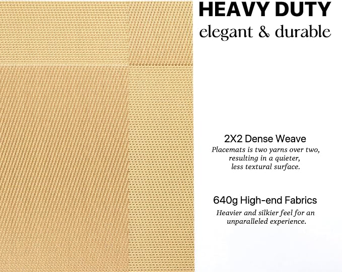 LEXMORE Placemats Set of 4 Vinyl/Plastic Woven Place Mats - Image 3