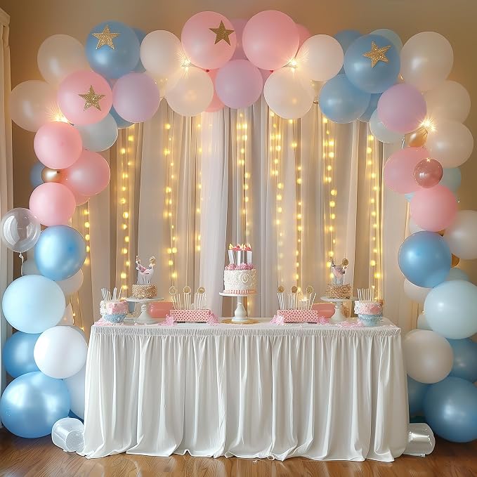 Tulle Backdrop Curtains with Lights Sheer White Curtain Backdrop 30x10ft | - Image 8