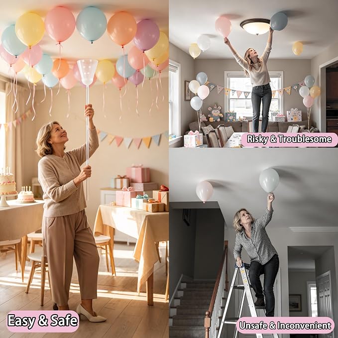 Effortless No Ladder Balloon Hanging Tool, 5-Section Spliced 1.7M Pole - Image 2