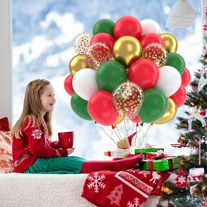Patimate Red and Green Christmas Balloons Set - Image 3