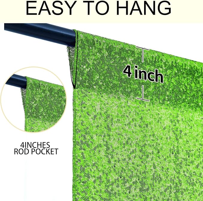 4×8FT-2PCS Apple Green Sequin Backdrop Curtains Panels, Photography Backdrop - Image 5
