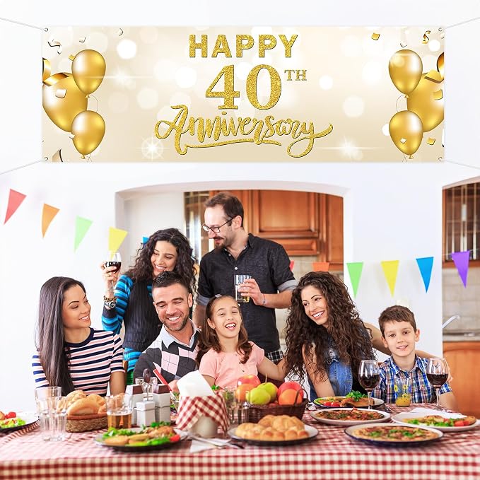 Large Happy 40th Anniversary Banner 40 Wedding Company Retirement Anniversary - Image 6