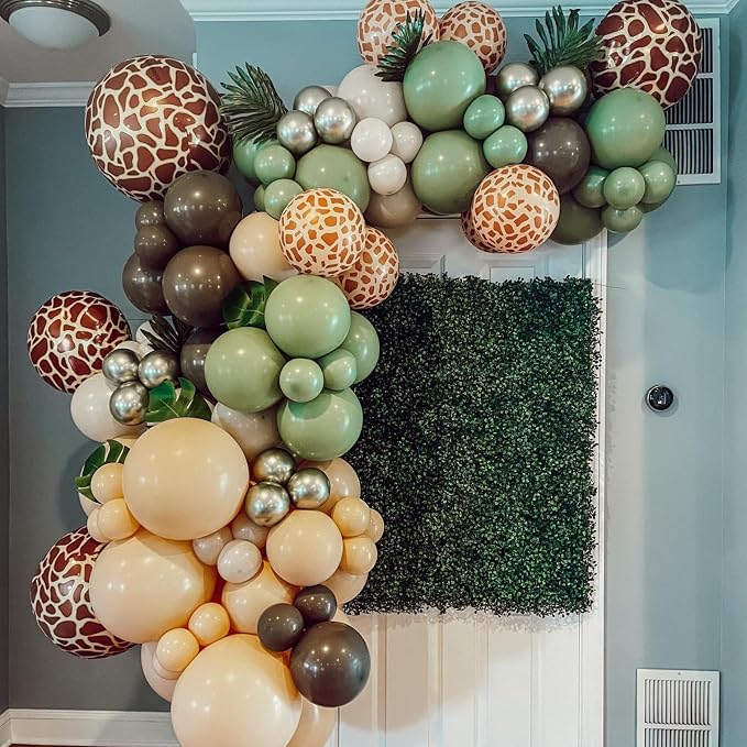 Jungle Safari Balloons for Woodland Birthday Decorations | Sage green, - Image 5