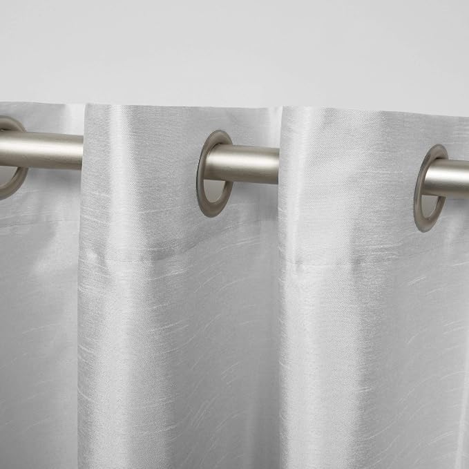 Exclusive Home Chateau Striped Faux Silk Grommet Top Curtain Panel Pair - Image 3