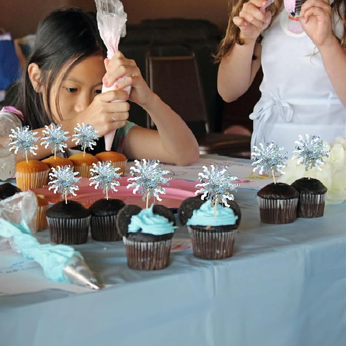 Gyufise 30Pcs Foil Firework Cupcake Toppers Sparkle Tinsel Cake Toppers Tinsel - Image 6