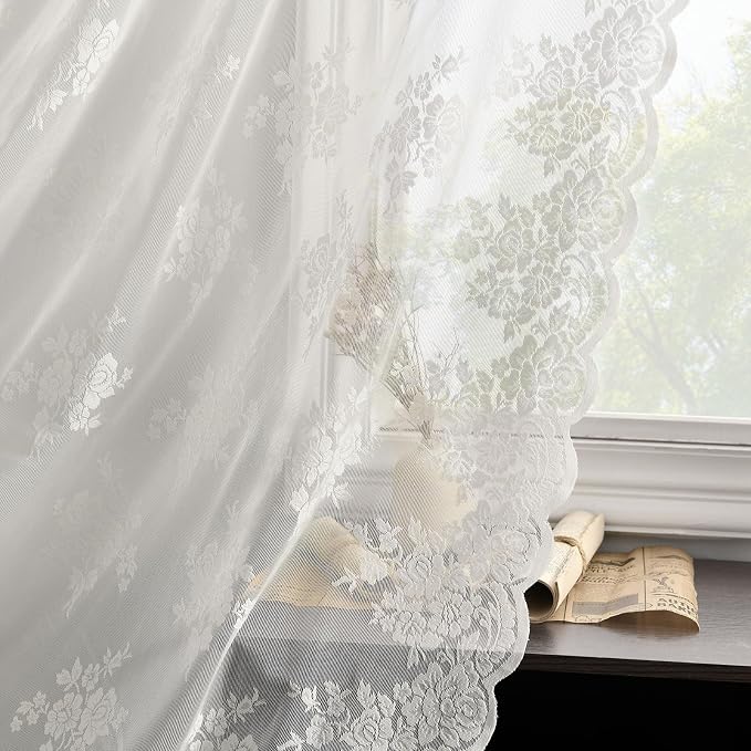 Kotile Short Ivory Lace Curtains - Image 5