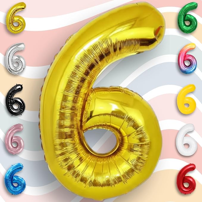Gold Number Balloon 6 Mylar Foil Balloons 16 inch - Image 3