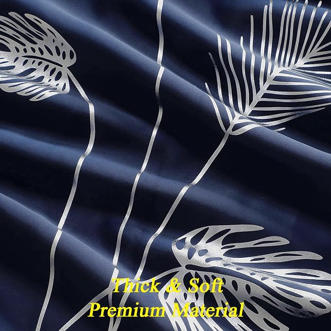 Blackout Curtain for Bedroom 80W x 96L Inch Long Silver Palm Tree Thermal - Image 8