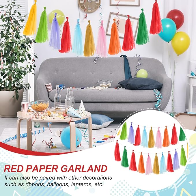 MECCANIXITY 20Pcs Tassel Garland Banner Tissue Paper - Image 5