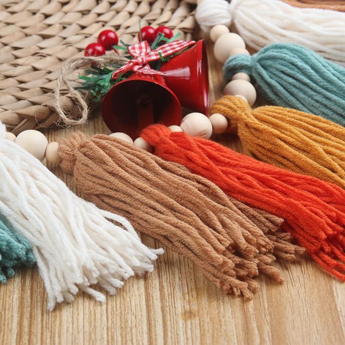 GIAUMA Burnt Orange Boho Yarn Tassel Garland - Image 5