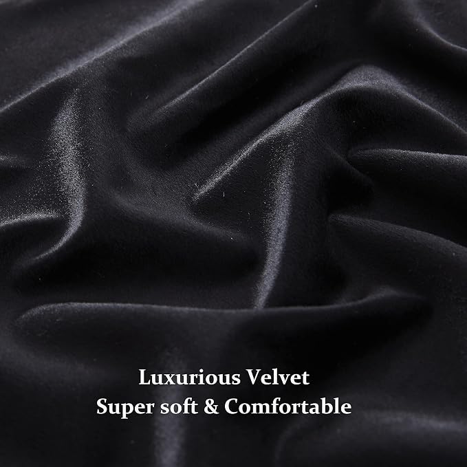BULBUL Velvet Black Blackout Curtains 102 inch Long - Image 6