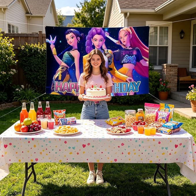 Cartoon Birthday Party Decorations, Happy Birthday Banner Backdrop - Image 6