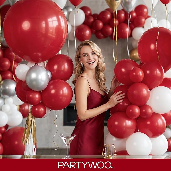 PartyWoo Burgundy Balloons 120pcs Dark Red Maroon Ruby Red Color | 18 12 10 5 - Image 5