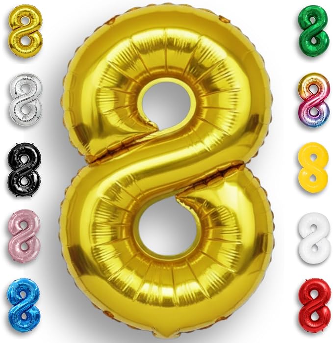 Gold Number Balloon 8 Mylar Foil Balloons 32 inch by Unknown