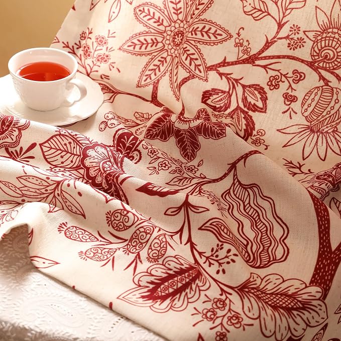 Designer Elegant Linen Printed Curtains, 2 Panels, kitchen Bedroom Living Room - Image 7