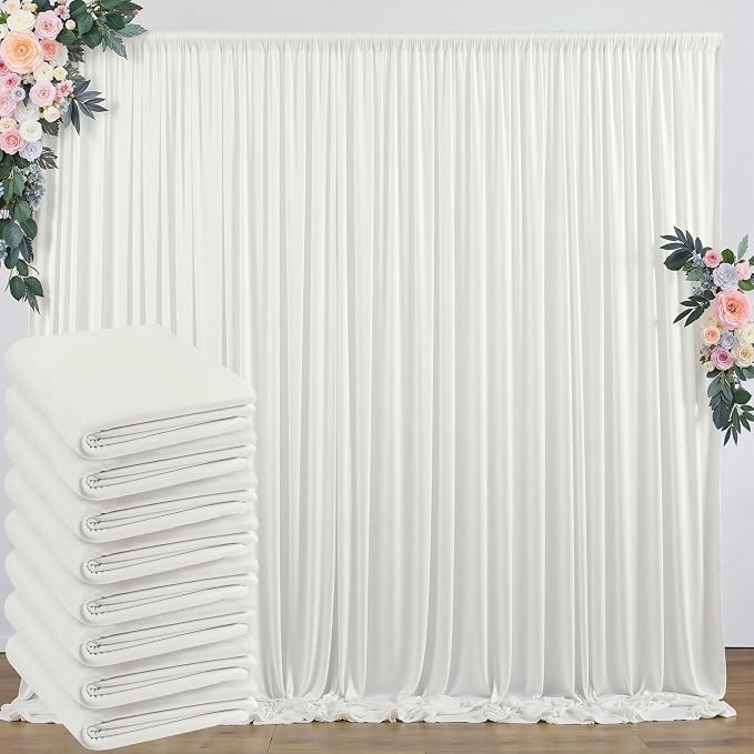 40 ft x 10 ft Wrinkle Free Ivory Backdrop Curtain by Outpain
