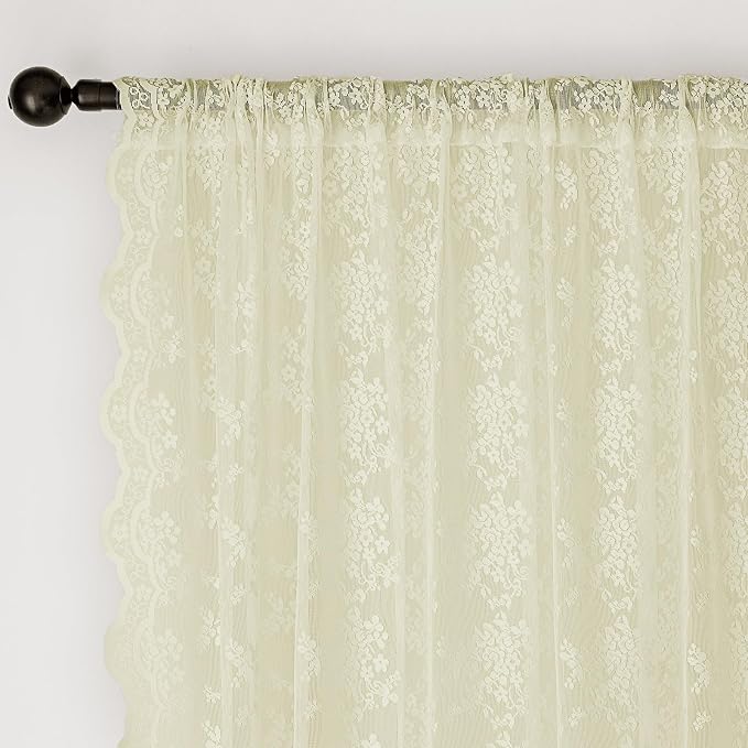 Anmao Vintage Lace Curtains 72 Inches Long 2 Panels Set, Romantic Elegant Light - Image 5