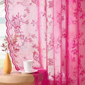Raspberry Lace Curtains 72 Inch Length 2 Panels set Vintage Floral Sheer by SEEKRIGHTHomeDecor