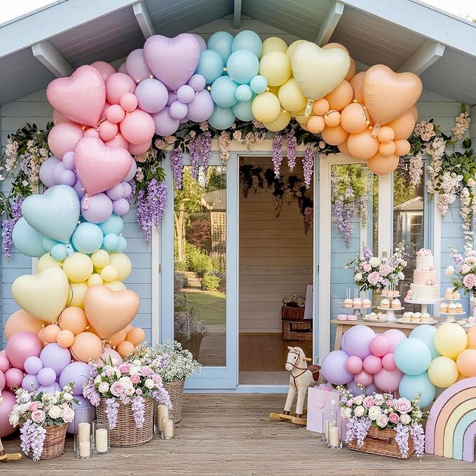 Pastel Heart Balloons, 18 Inch Pastel Colorful Helium Balloon - Image 3