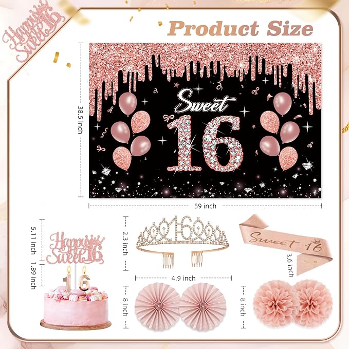 50Pcs Sweet 16 Birthday Party Decorations - Image 5